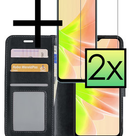 NoXx NoXx OPPO A57s Hoesje Bookcase Zwart Met 2x Screenprotector