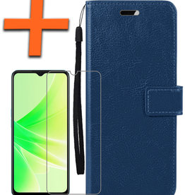 Nomfy Nomfy OPPO A57s Hoesje Bookcase Donkerblauw Met Screenprotector