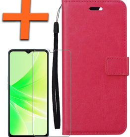 Nomfy Nomfy OPPO A57s Hoesje Bookcase Donkerroze Met Screenprotector