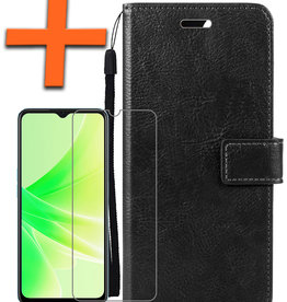Nomfy Nomfy OPPO A57s Hoesje Bookcase Zwart Met Screenprotector