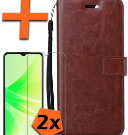 Nomfy Nomfy OPPO A57s Hoesje Bookcase Bruin Met 2x Screenprotector