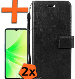 Nomfy OPPO A57s Hoesje Bookcase Zwart Met 2x Screenprotector