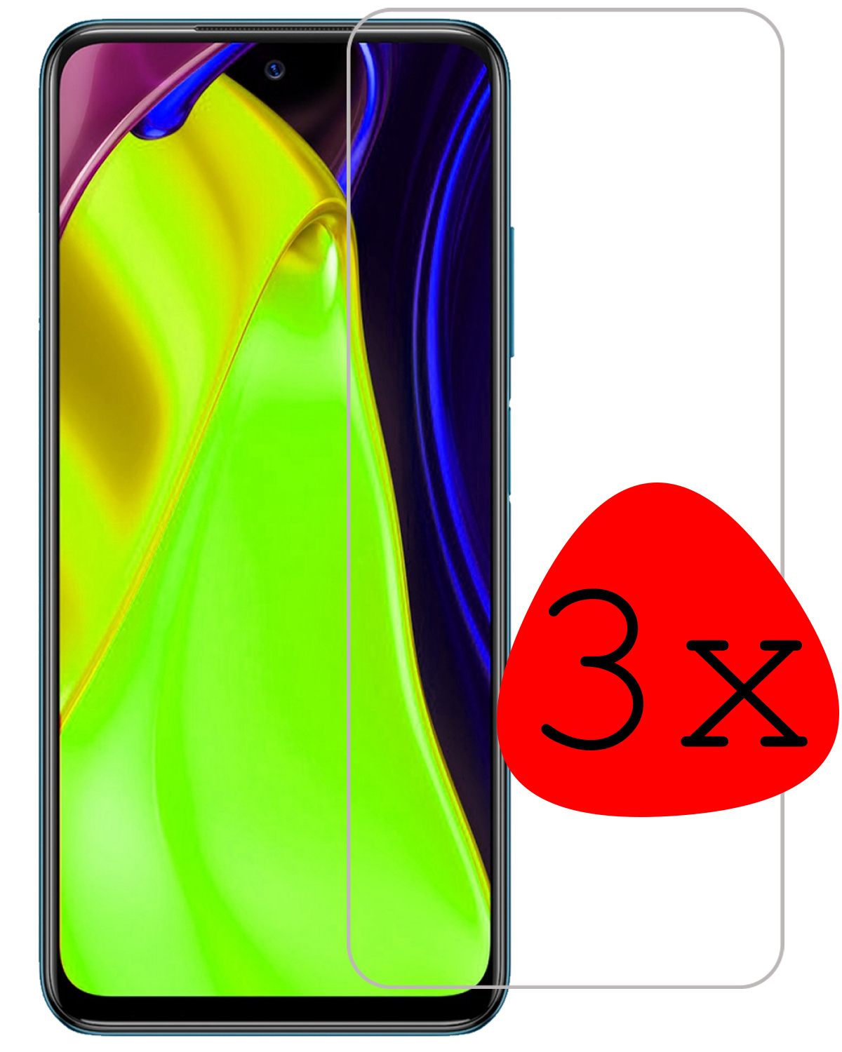 BASEY. Screenprotector Geschikt voor Poco M3 Pro Screenprotector Tempered Glass - Screenprotector Geschikt voor Xiaomi Poco M3 Pro Beschermglas Screen Protector Glas - 3 Stuks
