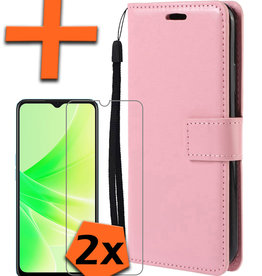 Nomfy Nomfy OPPO A17 Hoesje Bookcase Lichtroze Met 2x Screenprotector