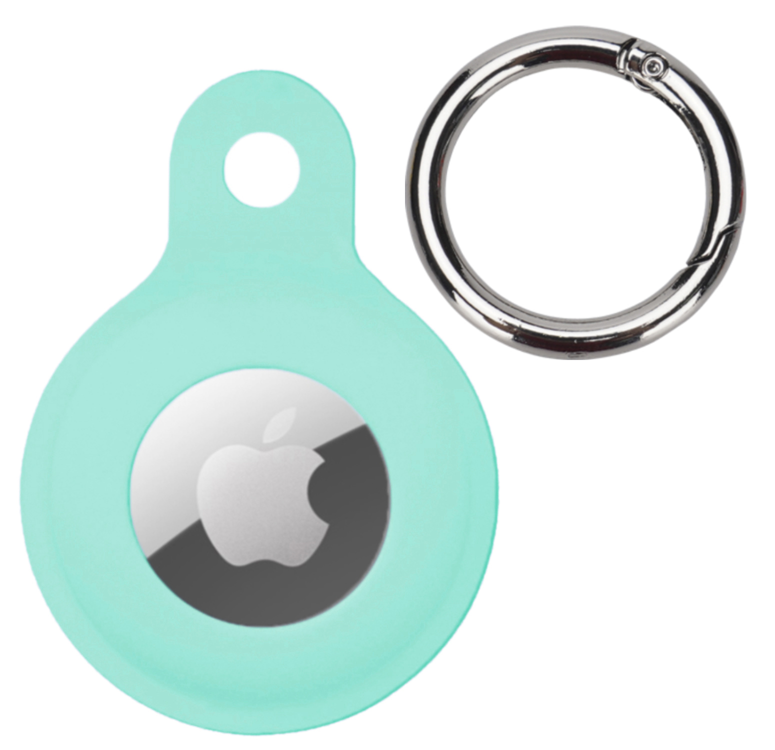 BASEY. Hoesje Geschikt voor Apple AirTag Hoesje Case Hoesje Geschikt voor Apple AirTag Sleutelhanger Siliconen Hoes - Turquoise