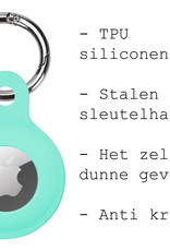BASEY. Hoesje Geschikt voor Apple AirTag Hoesje Case Hoesje Geschikt voor Apple AirTag Sleutelhanger Siliconen Hoes - Turquoise