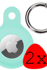 BASEY. AirTag Sleutelhanger Siliconen Hoes - Siliconen Case Airtag Hoesje - 2 Stuks - Turquoise