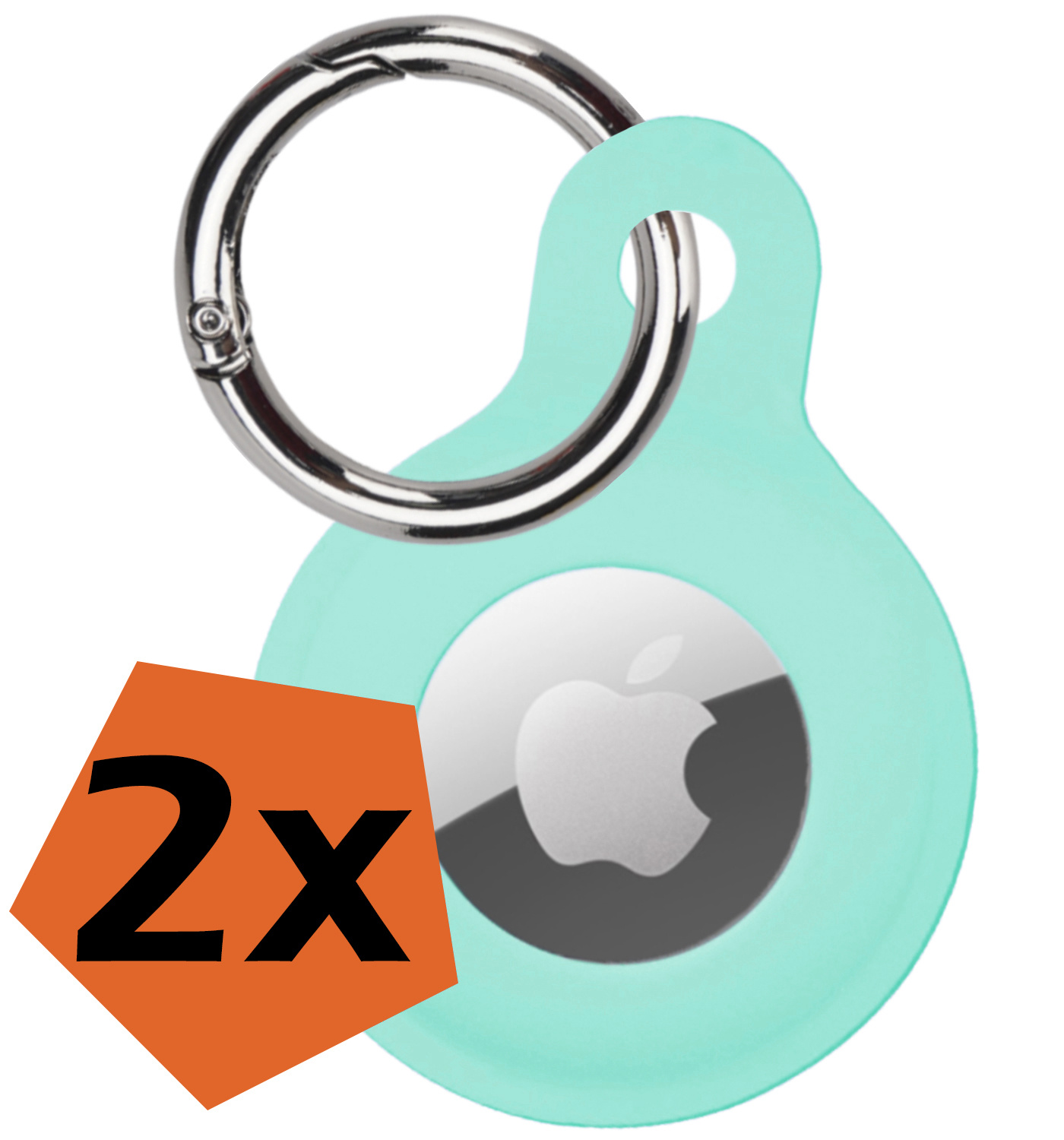 Nomfy Hoesje Geschikt voor Apple AirTag Sleutelhanger Hoes Siliconen Hoesje - Siliconen Hoesje Geschikt voor Apple AirTag-Sleutelhanger Hoesje - Turquoise - 2 PACK