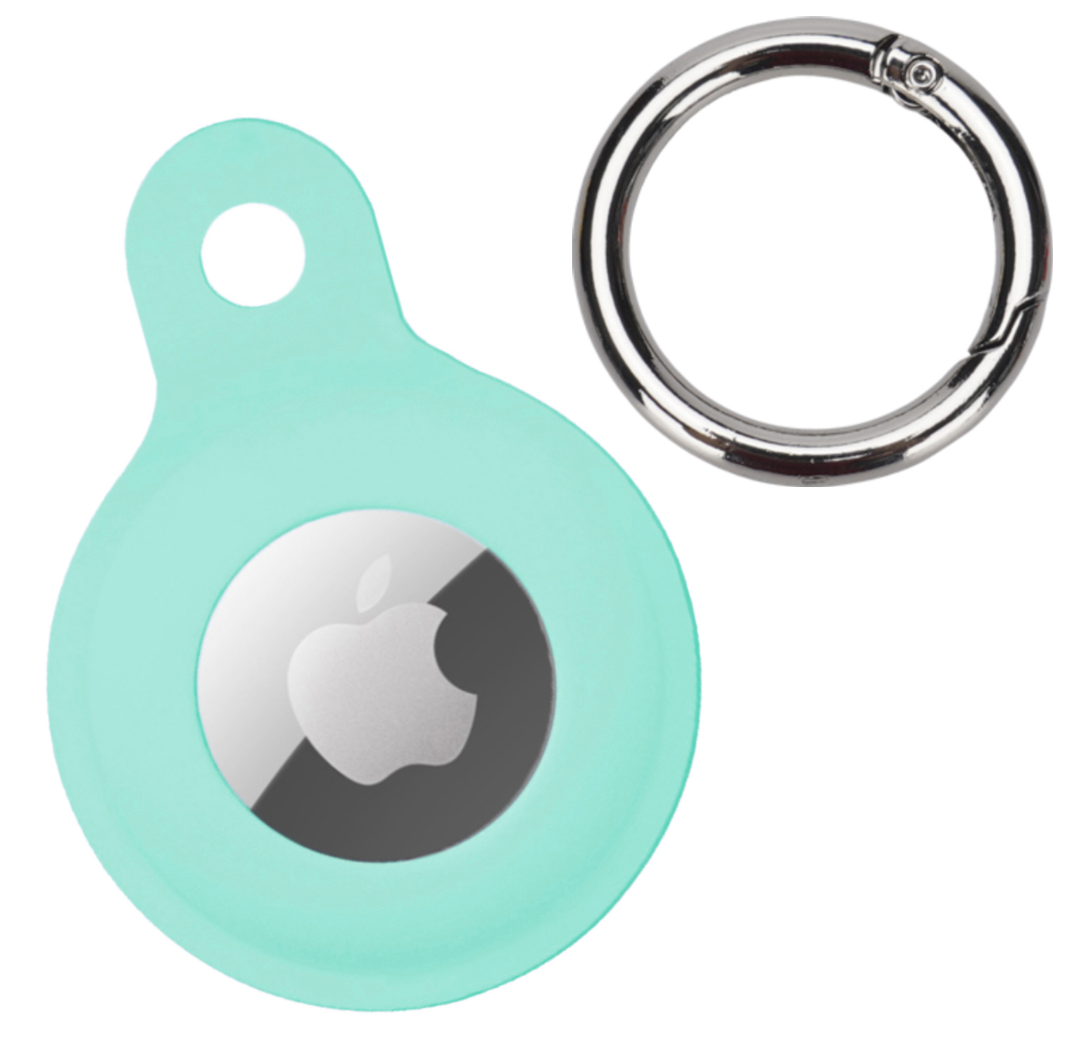 Nomfy Hoesje Geschikt voor Apple AirTag Sleutelhanger Hoes Siliconen Hoesje - Siliconen Hoesje Geschikt voor Apple AirTag-Sleutelhanger Hoesje - Turquoise - 2 PACK