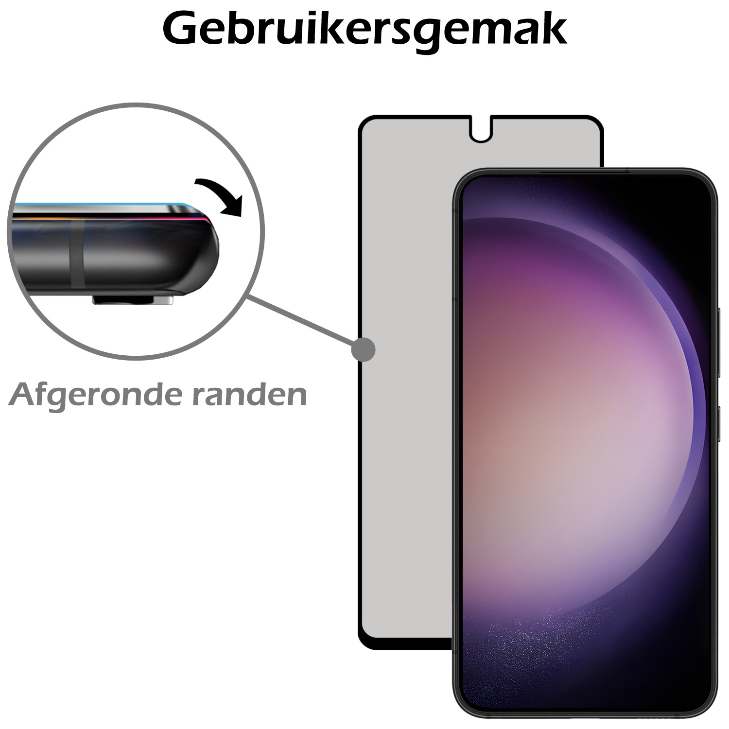 Nomfy Screenprotector Geschikt voor Samsung S23 Screenprotector Privacy Bescherm Glas - Screenprotector Geschikt voor Samsung Galaxy S23 Privacy Screenprotector Tempered Glass - 2 PACK