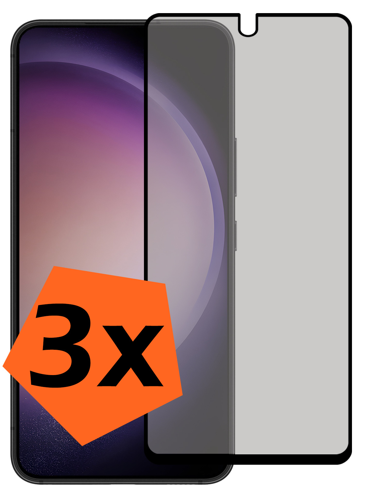 Nomfy Screenprotector Geschikt voor Samsung S23 Screenprotector Privacy Bescherm Glas - Screenprotector Geschikt voor Samsung Galaxy S23 Privacy Screenprotector Tempered Glass - 3 PACK