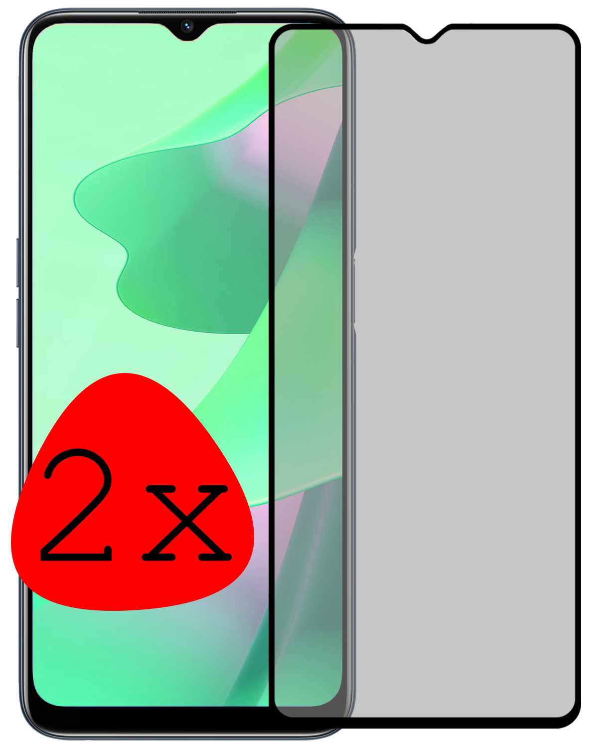 BASEY. Screenprotector Geschikt voor OPPO A16 Screenprotector Privacy Beschermglas - Screenprotector Geschikt voor OPPO A16 Screen Protector Full Screen Privacy - 2 Stuks