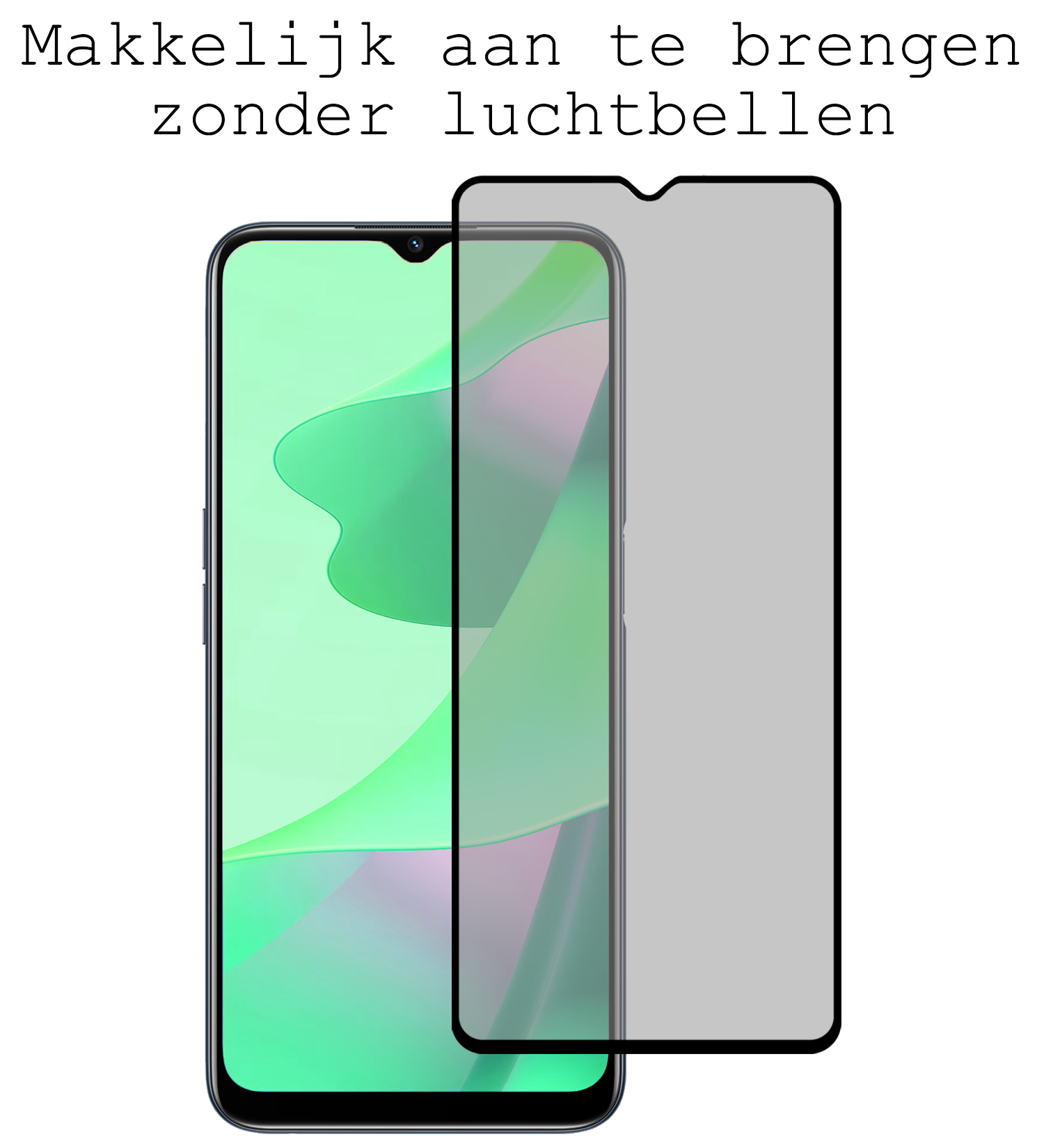 BASEY. Screenprotector Geschikt voor OPPO A16s Screenprotector Privacy Beschermglas - Screenprotector Geschikt voor OPPO A16s Screen Protector Full Screen Privacy