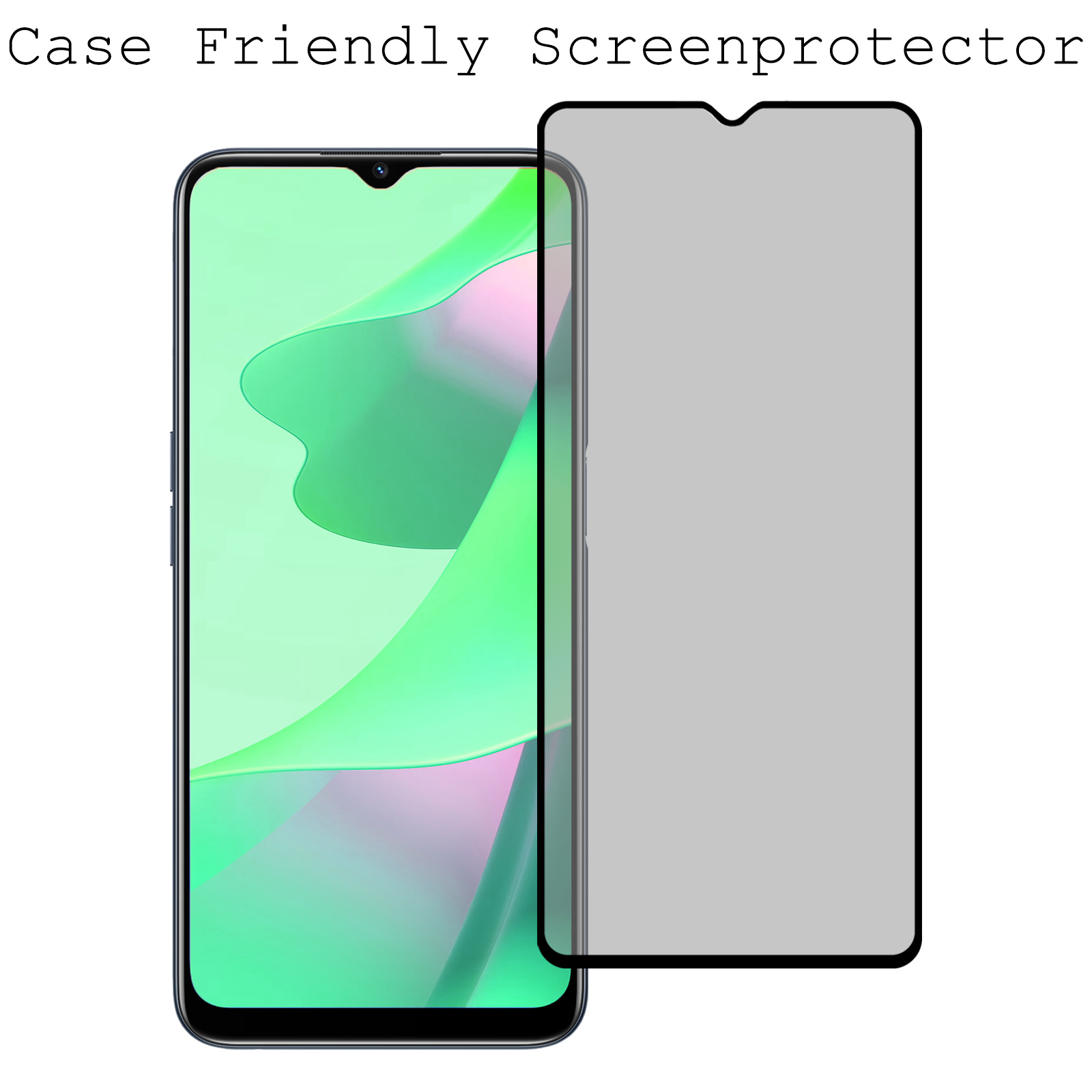 BASEY. Screenprotector Geschikt voor OPPO A16s Screenprotector Privacy Beschermglas - Screenprotector Geschikt voor OPPO A16s Screen Protector Full Screen Privacy