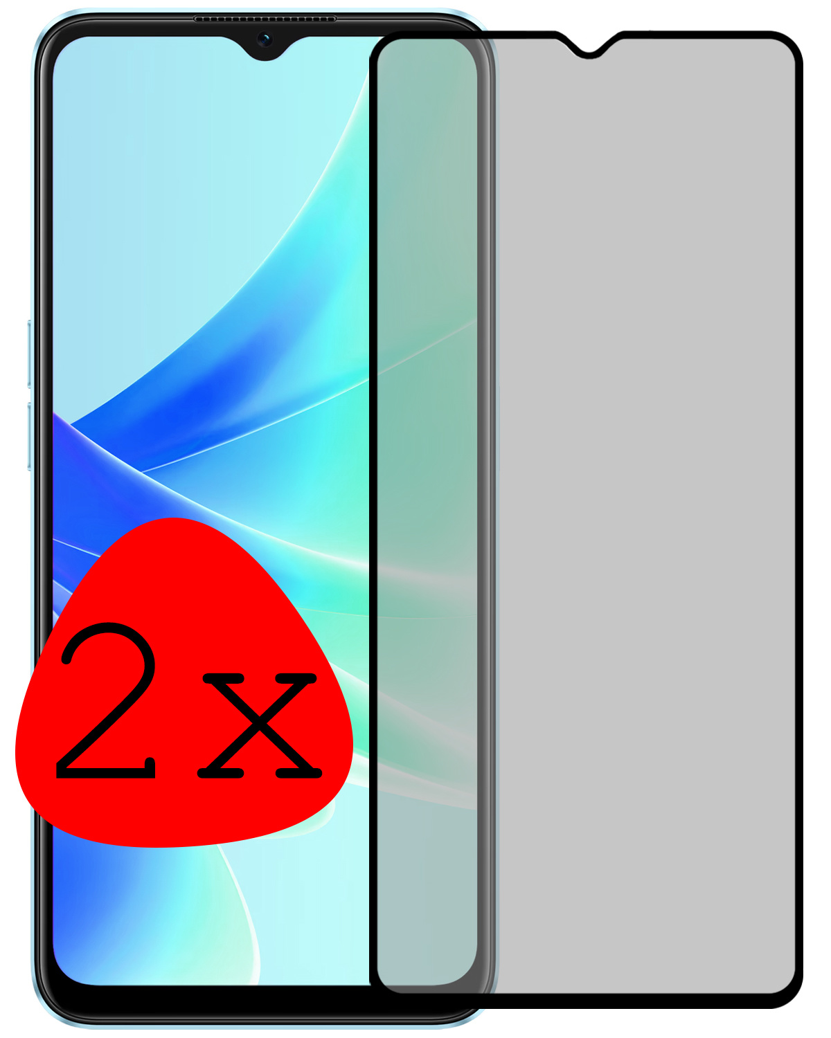 BASEY. Screenprotector Geschikt voor OPPO A17 Screenprotector Privacy Beschermglas - Screenprotector Geschikt voor OPPO A17 Screen Protector Full Screen Privacy - 2 Stuks