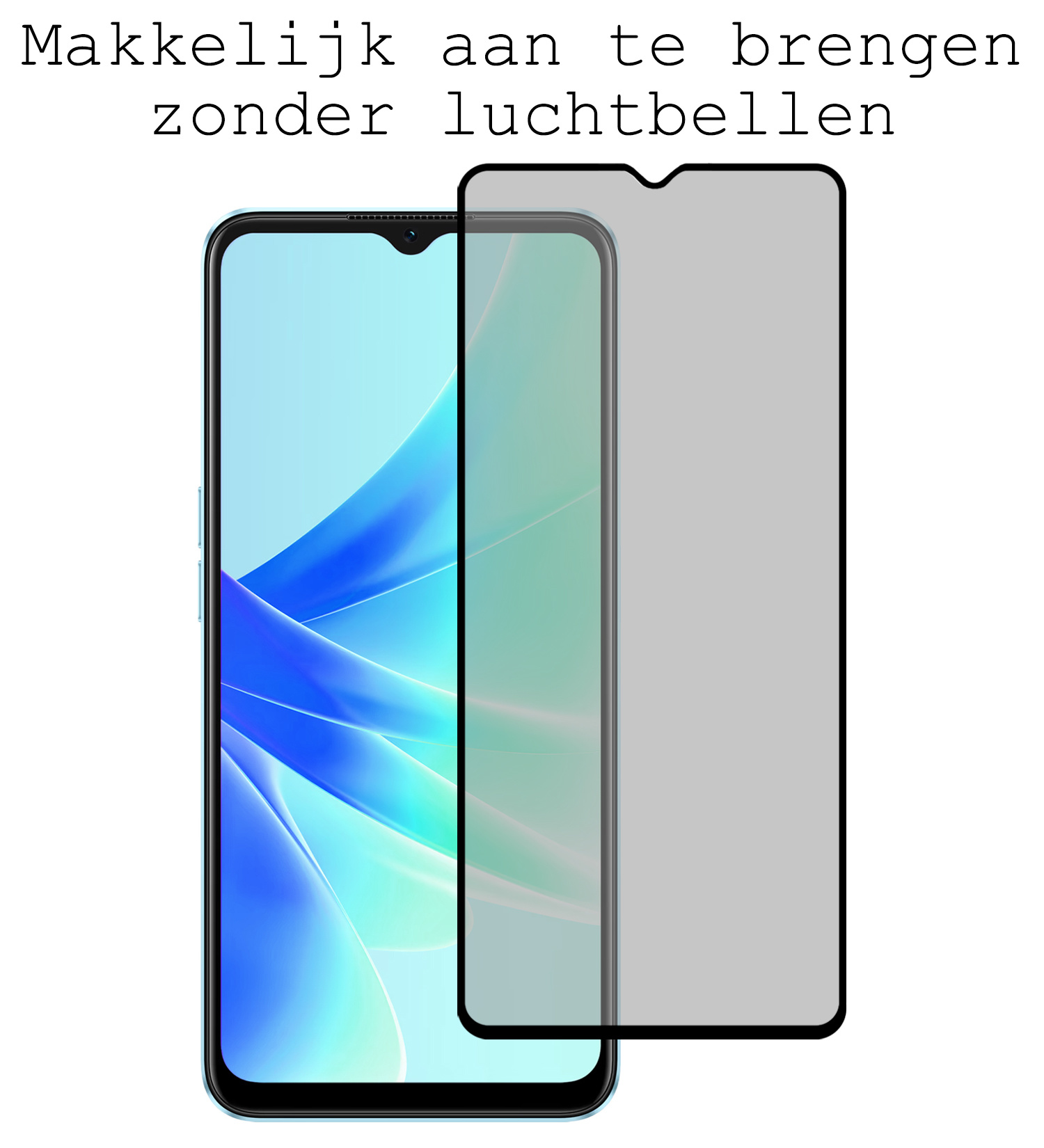 BASEY. Screenprotector Geschikt voor OPPO A17 Screenprotector Privacy Beschermglas - Screenprotector Geschikt voor OPPO A17 Screen Protector Full Screen Privacy - 2 Stuks
