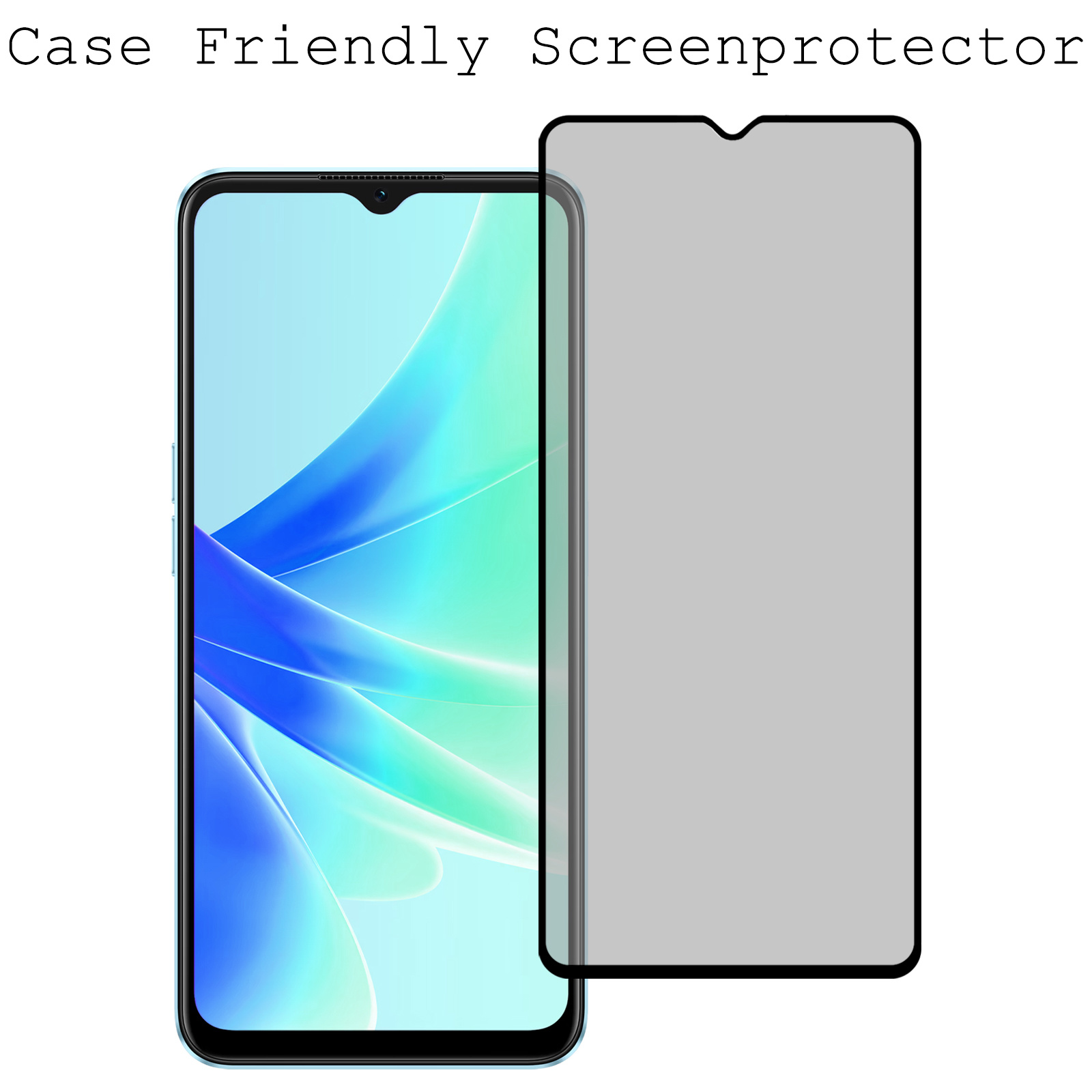 BASEY. Screenprotector Geschikt voor OPPO A17 Screenprotector Privacy Beschermglas - Screenprotector Geschikt voor OPPO A17 Screen Protector Full Screen Privacy - 2 Stuks