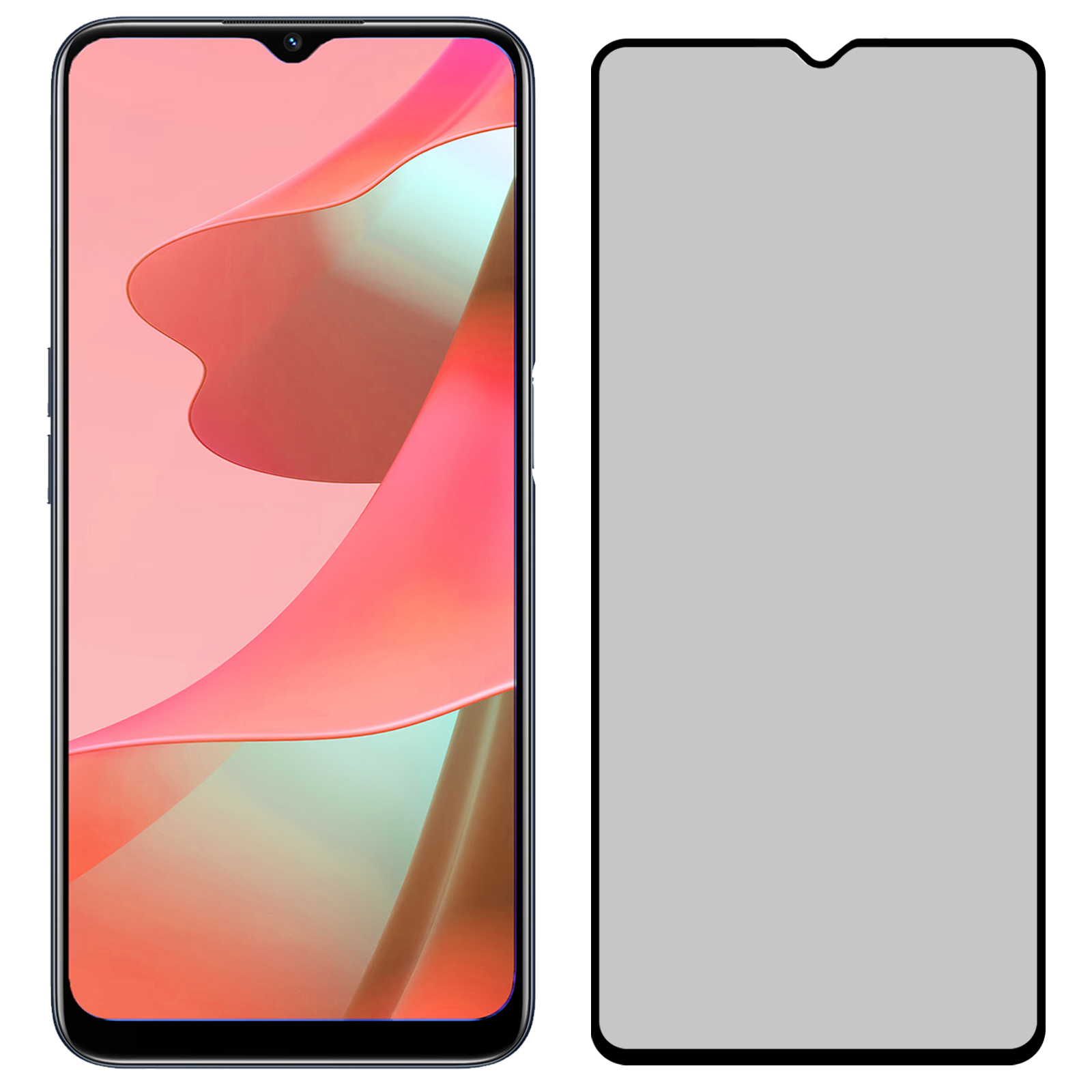 NoXx Screenprotector Geschikt voor OPPO A16s Screenprotector Privacy Tempered Glass Gehard Glas Display Cover - 2x