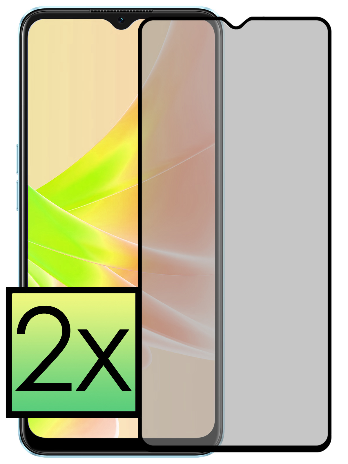 NoXx Screenprotector Geschikt voor OPPO A17 Screenprotector Privacy Tempered Glass Gehard Glas Display Cover - 2x