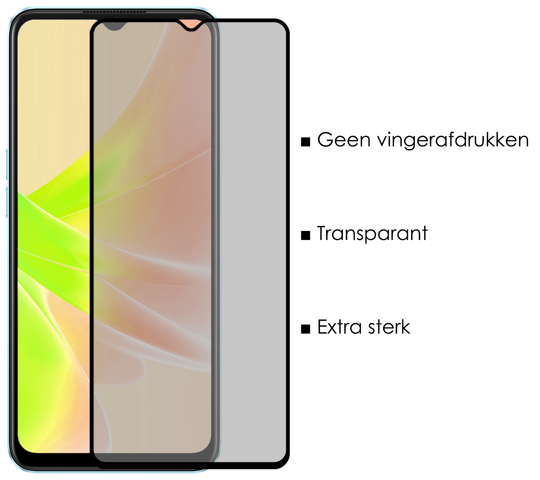 NoXx Screenprotector Geschikt voor OPPO A17 Screenprotector Privacy Tempered Glass Gehard Glas Display Cover - 3x