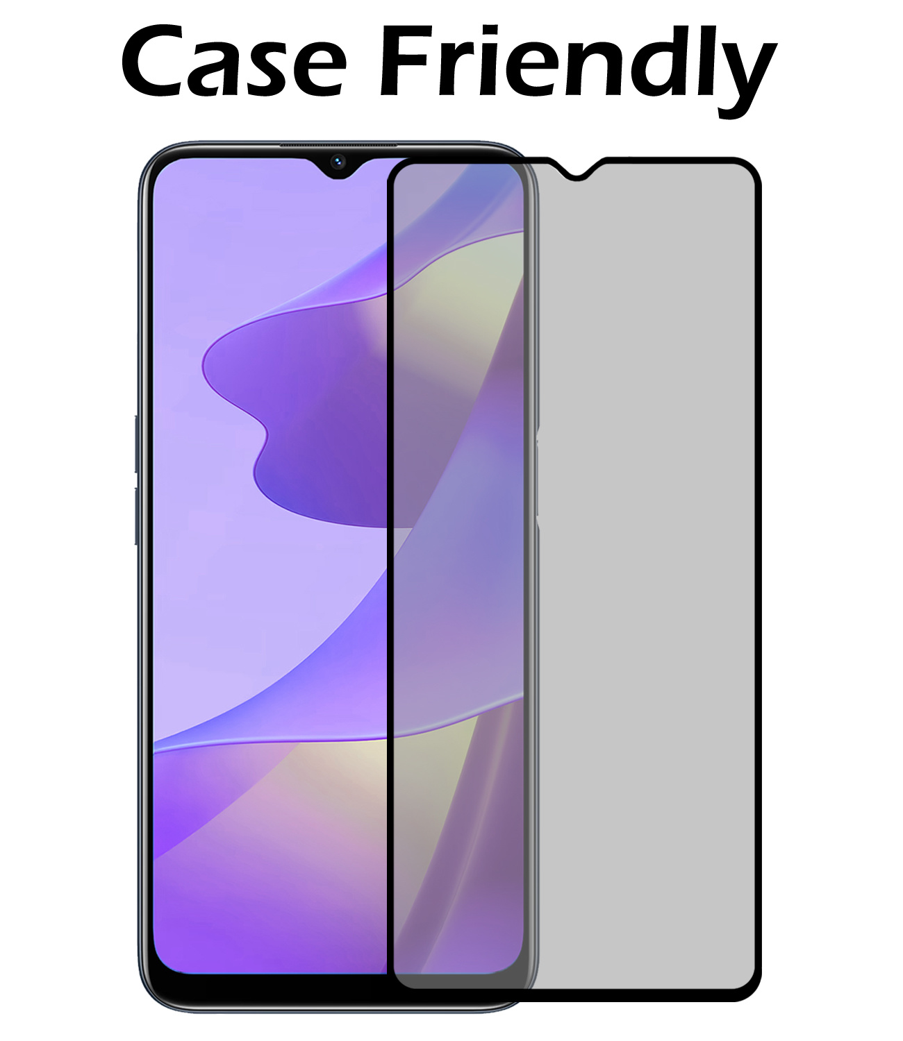 Nomfy Screenprotector Geschikt voor OPPO A16 Screenprotector Privacy Bescherm Glas - Screenprotector Geschikt voor OPPO A16 Privacy Screenprotector Tempered Glass - 2 PACK