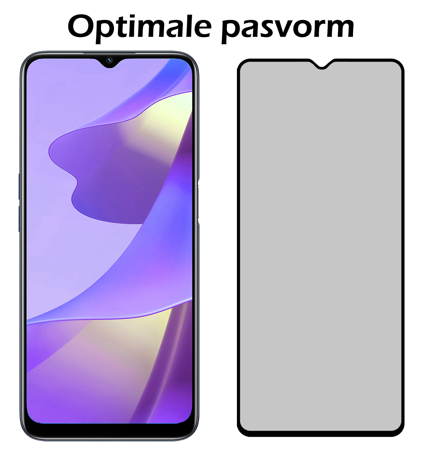 Nomfy Screenprotector Geschikt voor OPPO A16s Screenprotector Privacy Bescherm Glas - Screenprotector Geschikt voor OPPO A16s Privacy Screenprotector Tempered Glass - 3 PACK