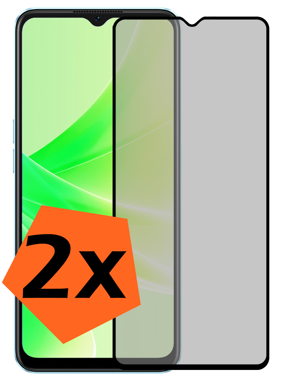 Nomfy Screenprotector Geschikt voor OPPO A17 Screenprotector Privacy Bescherm Glas - Screenprotector Geschikt voor OPPO A17 Privacy Screenprotector Tempered Glass - 2 PACK