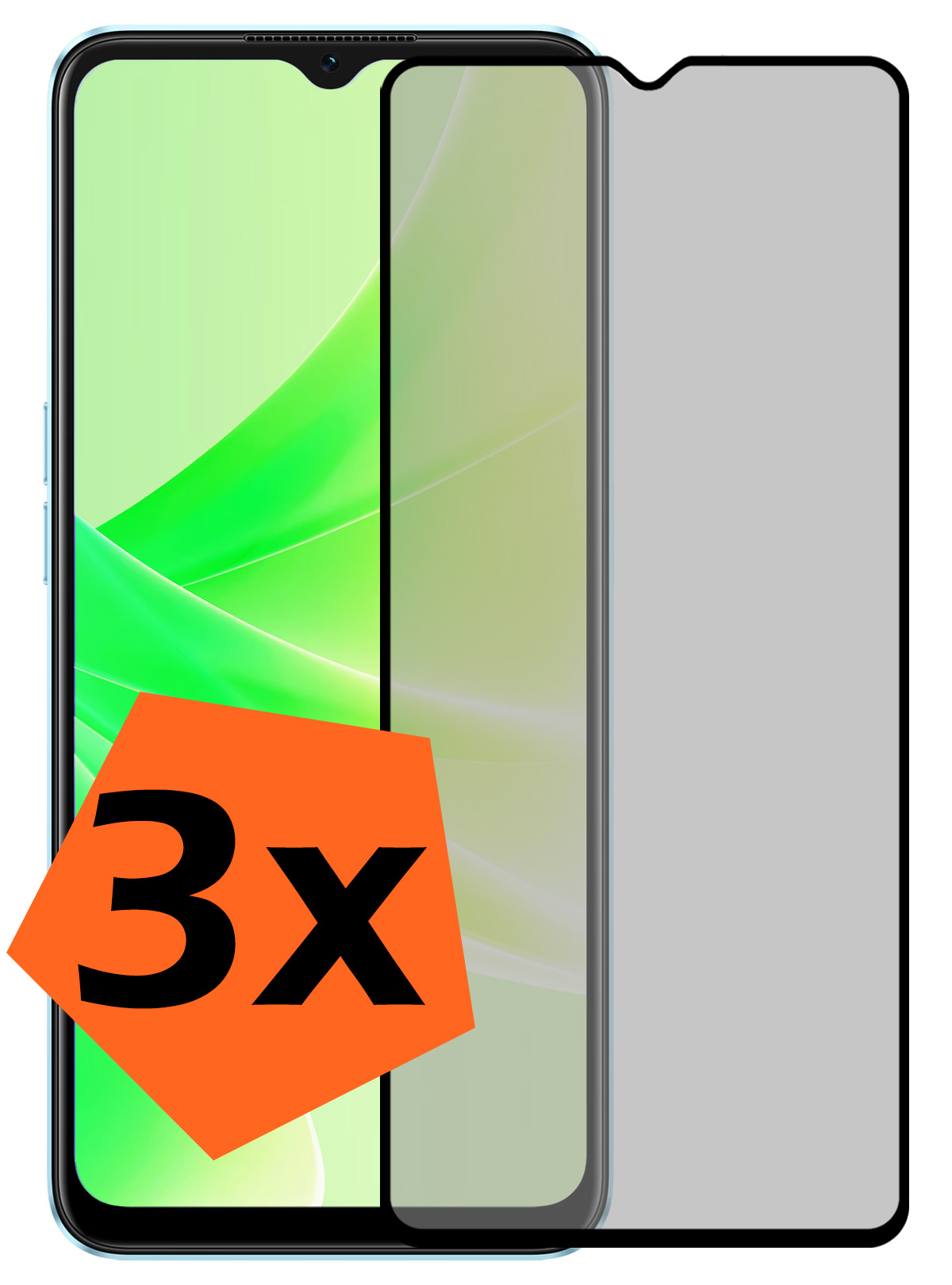 Nomfy Screenprotector Geschikt voor OPPO A17 Screenprotector Privacy Bescherm Glas - Screenprotector Geschikt voor OPPO A17 Privacy Screenprotector Tempered Glass - 3 PACK