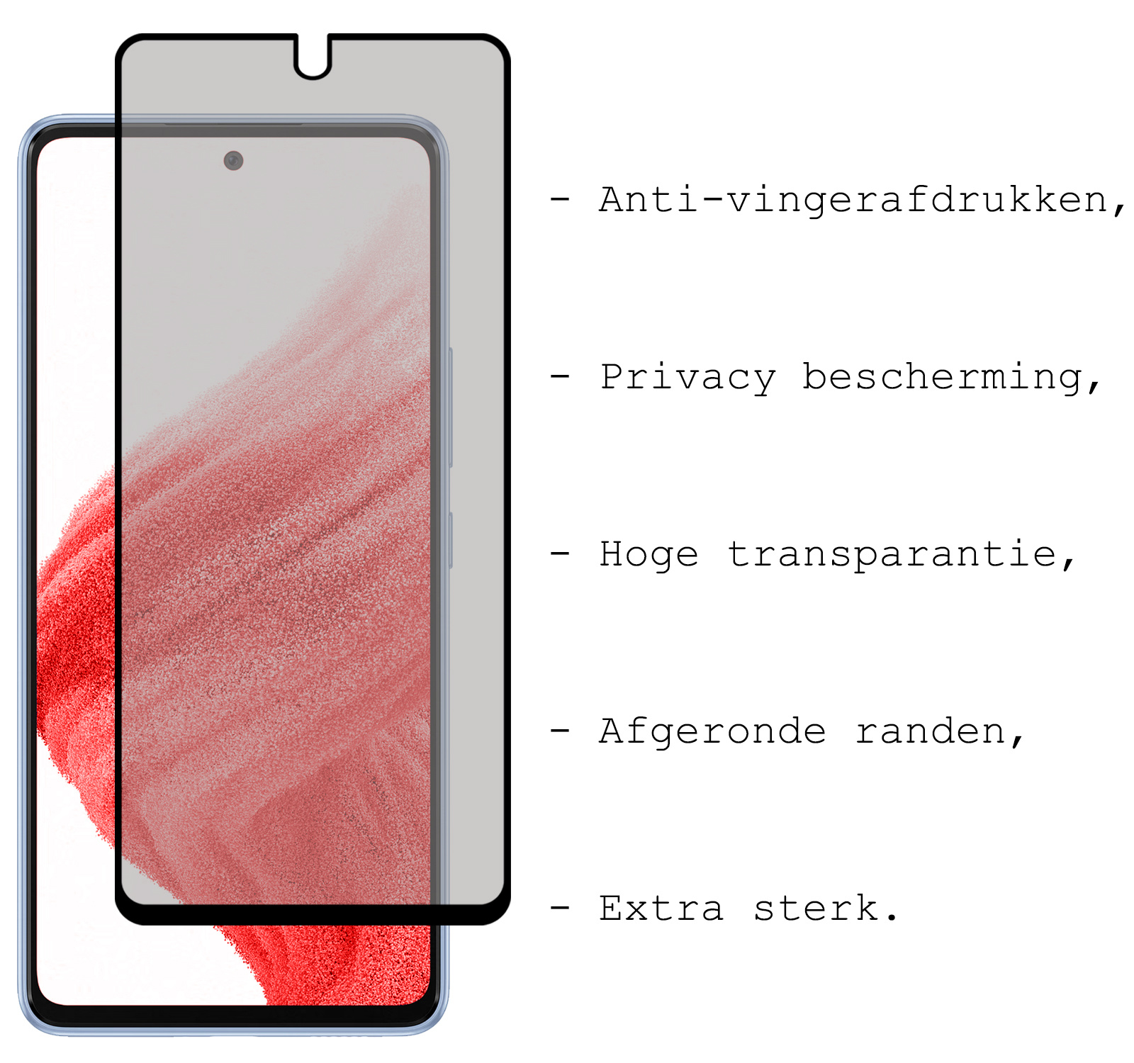 BASEY. Screenprotector Geschikt voor Samsung A53 Screenprotector Privacy Beschermglas - Screenprotector Geschikt voor Samsung Galaxy A53 Screen Protector Full Screen Privacy - 2 Stuks