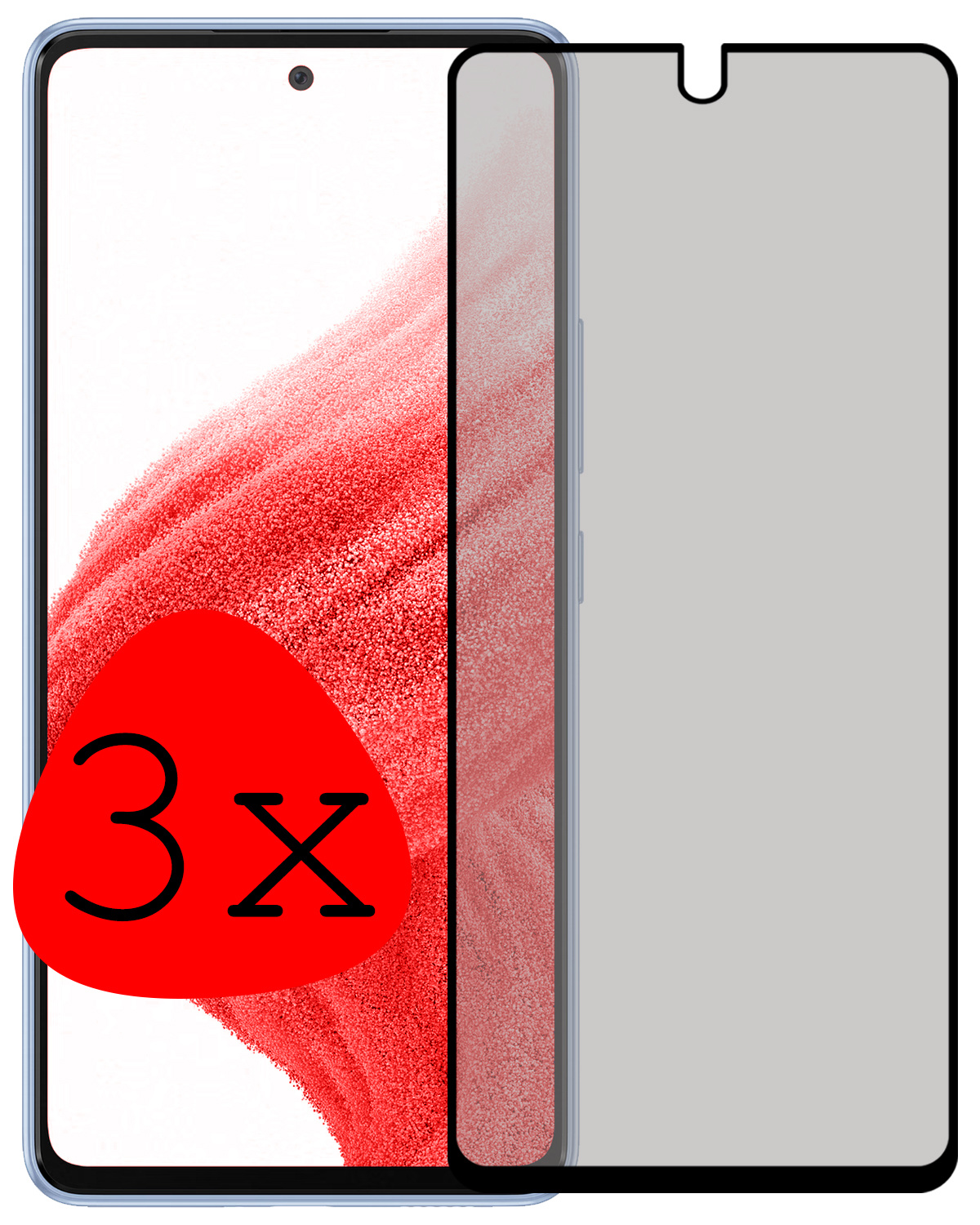 BASEY. Screenprotector Geschikt voor Samsung A53 Screenprotector Privacy Beschermglas - Screenprotector Geschikt voor Samsung Galaxy A53 Screen Protector Full Screen Privacy - 3 Stuks