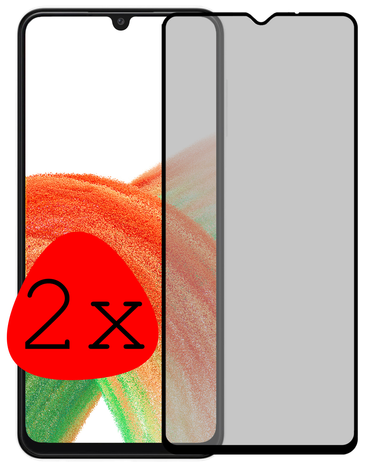 BASEY. Screenprotector Geschikt voor Samsung A33 Screenprotector Privacy Beschermglas - Screenprotector Geschikt voor Samsung Galaxy A33 Screen Protector Full Screen Privacy - 2 Stuks