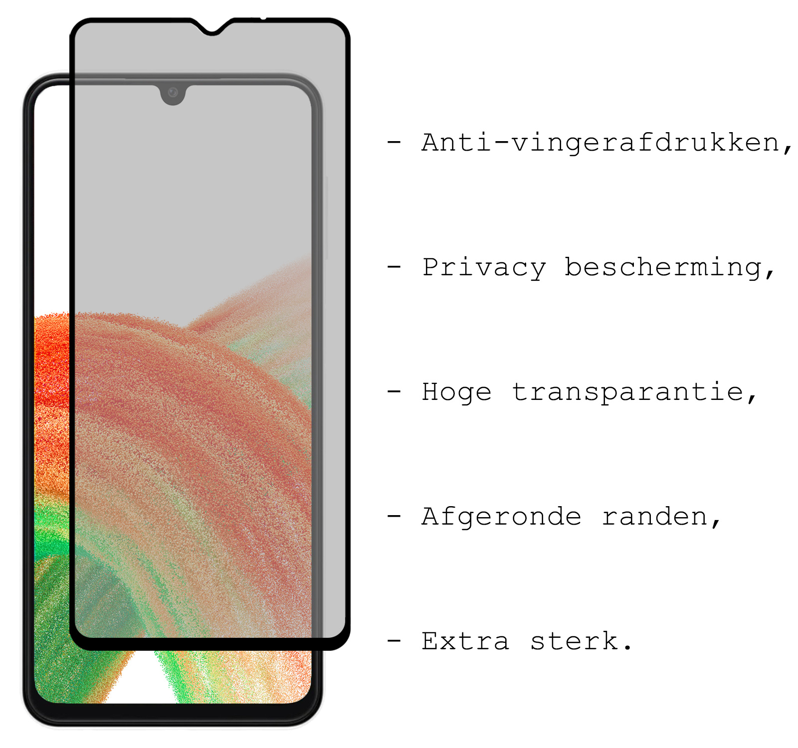 BASEY. Screenprotector Geschikt voor Samsung A33 Screenprotector Privacy Beschermglas - Screenprotector Geschikt voor Samsung Galaxy A33 Screen Protector Full Screen Privacy - 2 Stuks