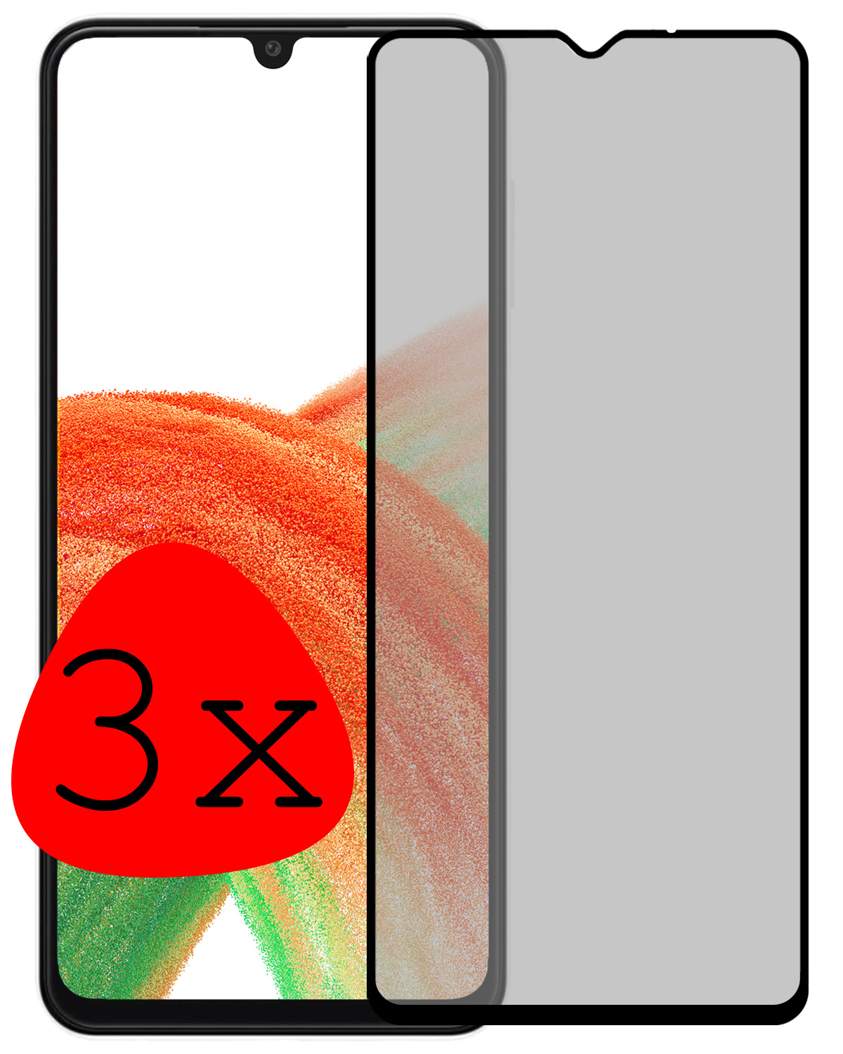 BASEY. Screenprotector Geschikt voor Samsung A33 Screenprotector Privacy Beschermglas - Screenprotector Geschikt voor Samsung Galaxy A33 Screen Protector Full Screen Privacy - 3 Stuks
