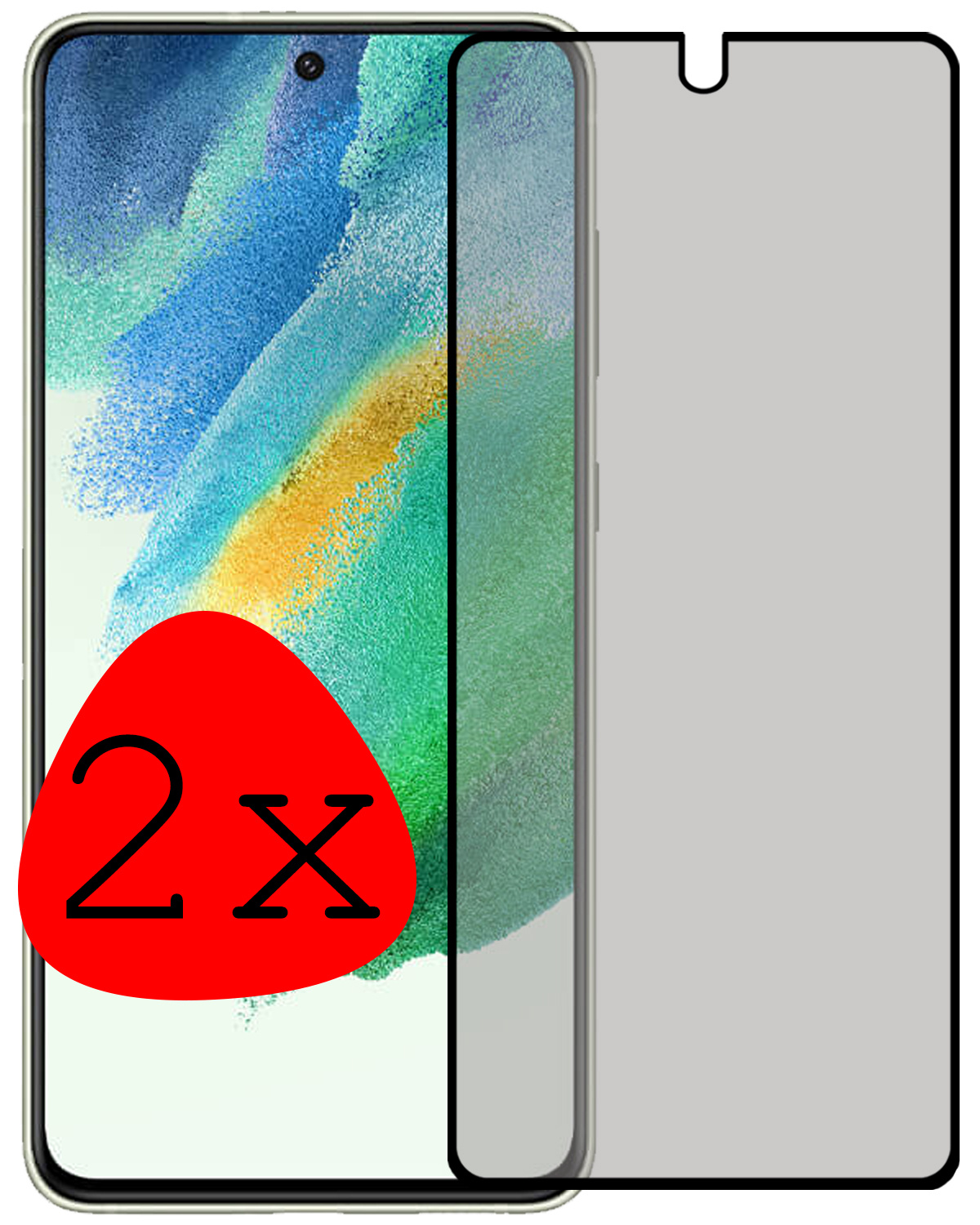 BASEY. Screenprotector Geschikt voor Samsung S21 FE Screenprotector Privacy Beschermglas - Screenprotector Geschikt voor Samsung Galaxy S21 FE Screen Protector Full Screen Privacy - 2 Stuks
