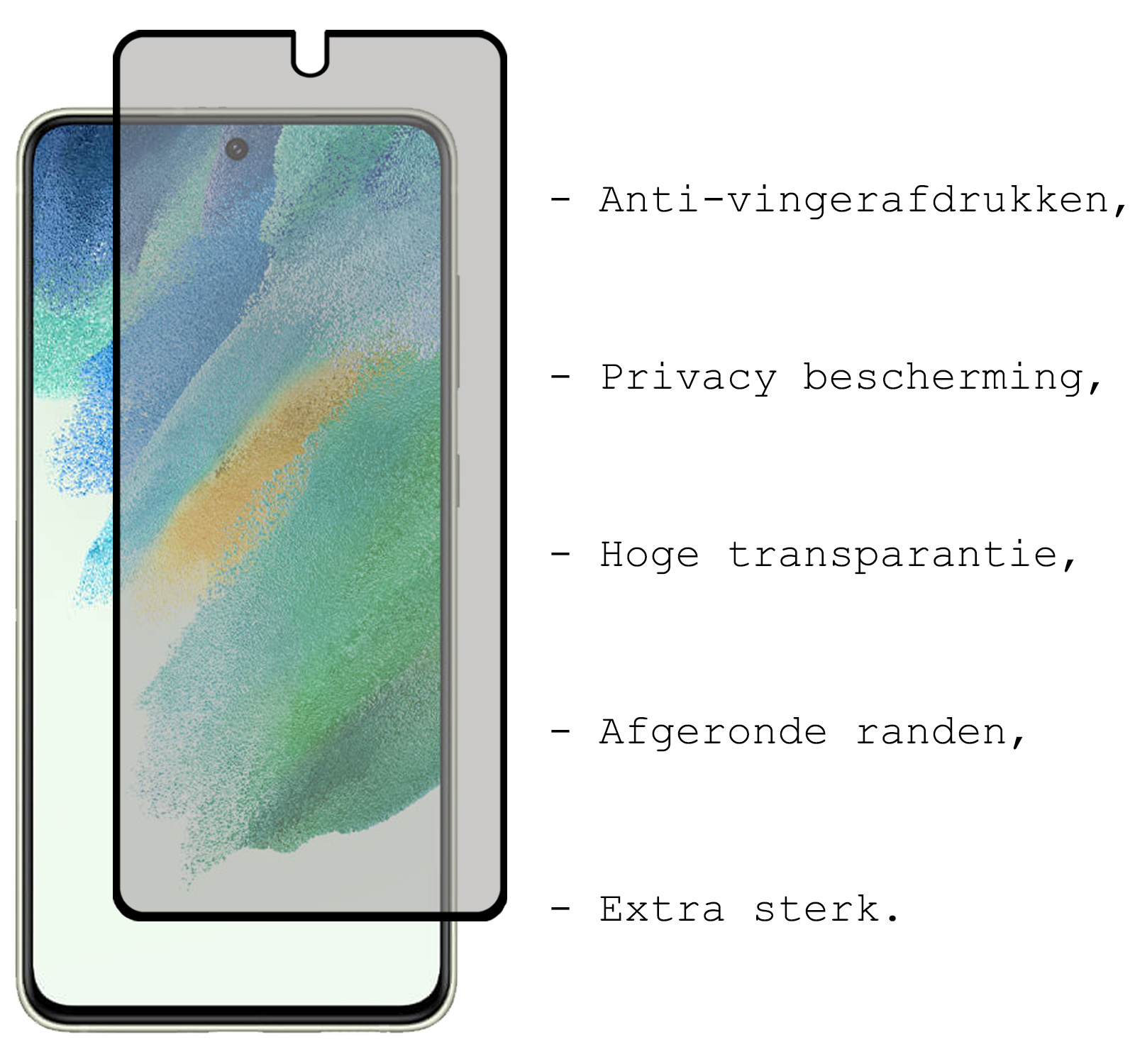 BASEY. Screenprotector Geschikt voor Samsung S21 FE Screenprotector Privacy Beschermglas - Screenprotector Geschikt voor Samsung Galaxy S21 FE Screen Protector Full Screen Privacy - 2 Stuks