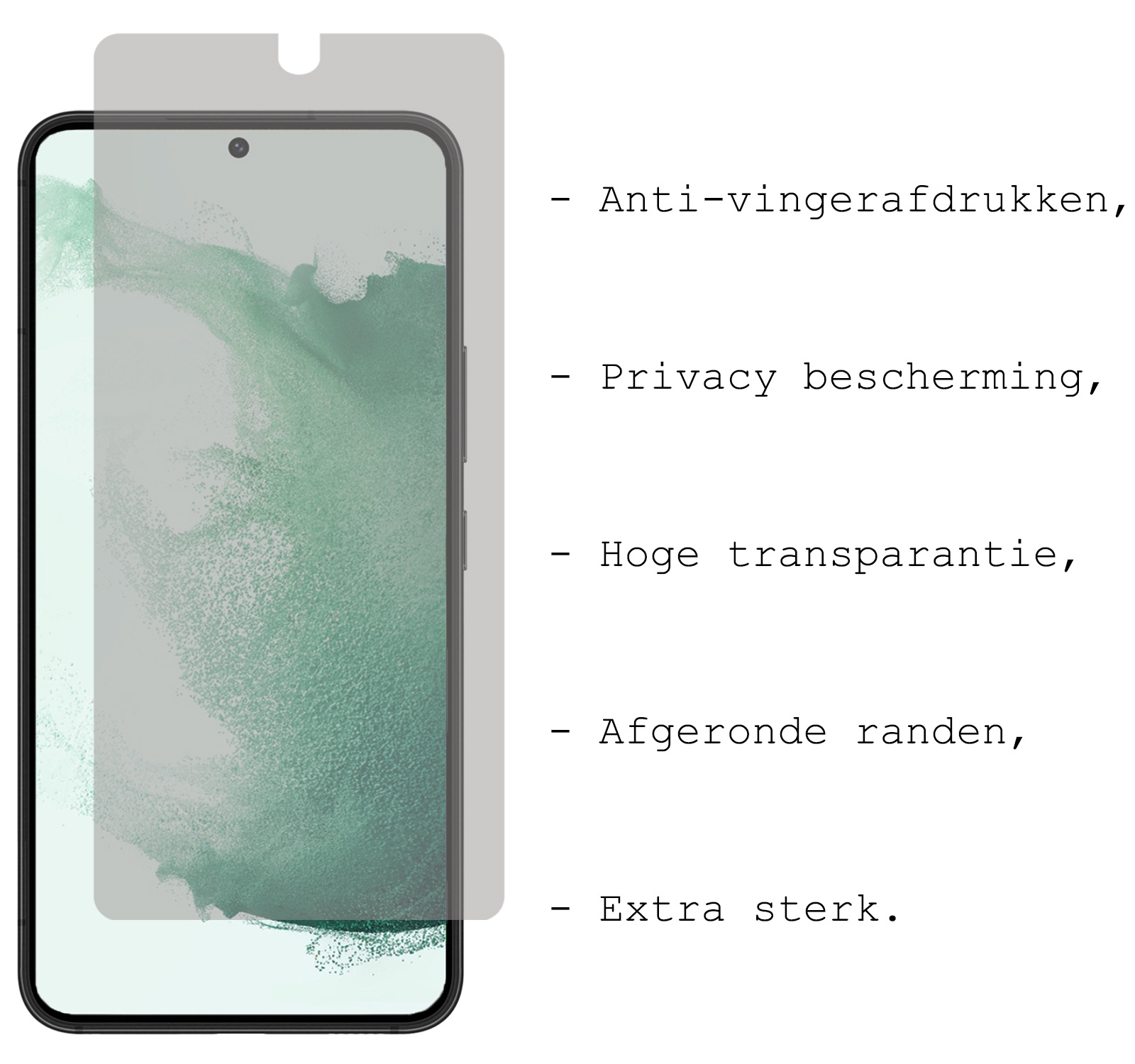 BASEY. Screenprotector Geschikt voor Samsung S22 Plus Screenprotector Privacy Beschermglas - Screenprotector Geschikt voor Samsung Galaxy S22 Plus Screen Protector Full Screen Privacy - 2 Stuks