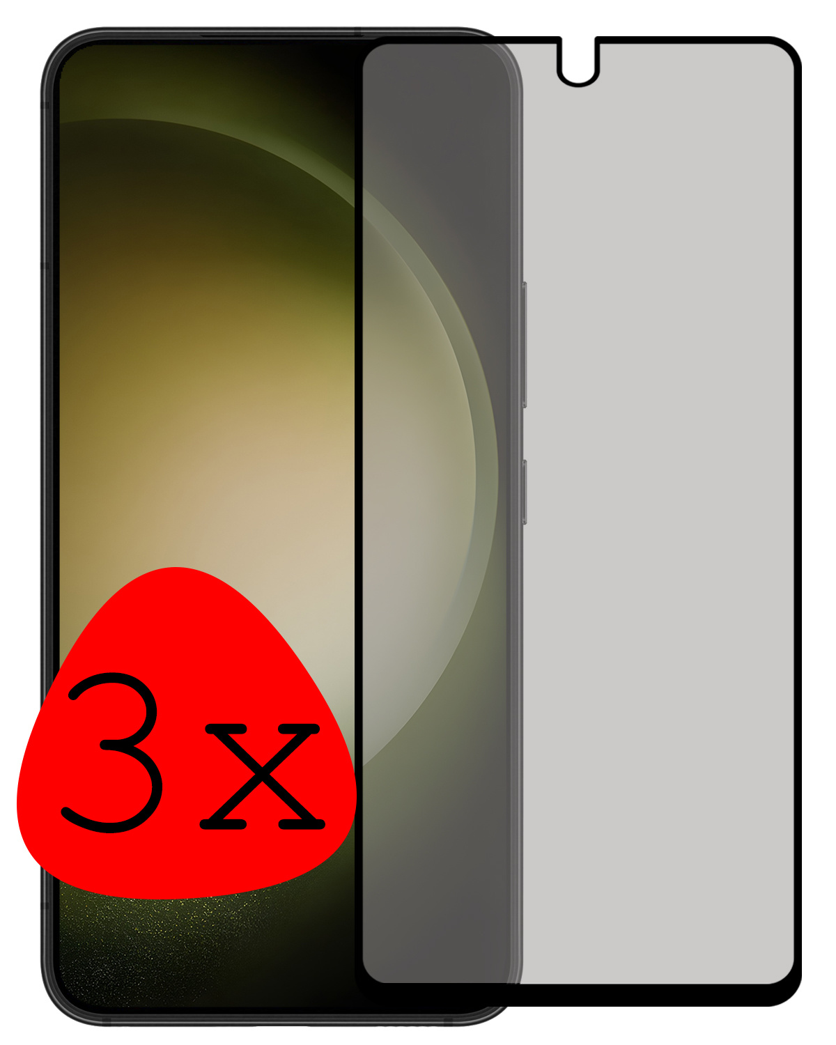 BASEY. Screenprotector Geschikt voor Samsung S23 Screenprotector Privacy Beschermglas - Screenprotector Geschikt voor Samsung Galaxy S23 Screen Protector Full Screen Privacy - 3 Stuks