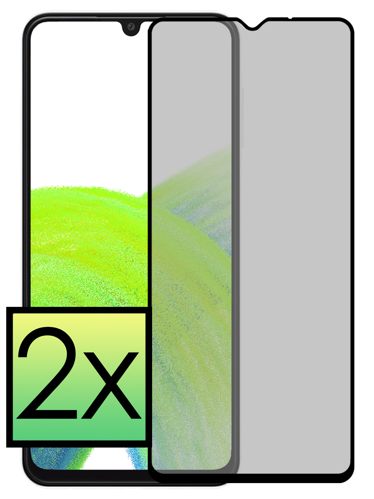 NoXx Screenprotector Geschikt voor Samsung A33 Screenprotector Privacy Tempered Glass Gehard Glas Display Cover - 2x