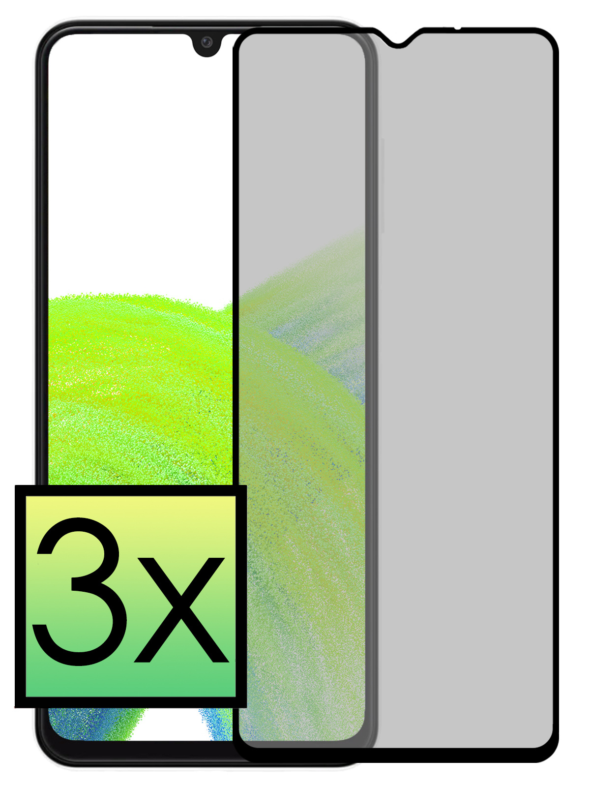 NoXx Screenprotector Geschikt voor Samsung A33 Screenprotector Privacy Tempered Glass Gehard Glas Display Cover - 3x