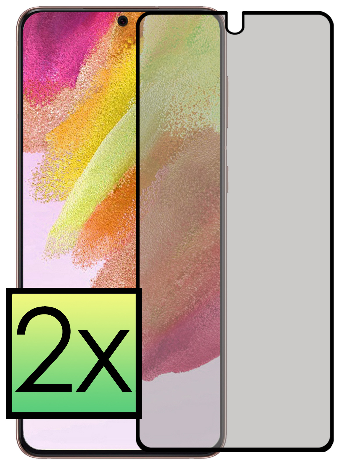 NoXx Screenprotector Geschikt voor Samsung S21 FE Screenprotector Privacy Tempered Glass Gehard Glas Display Cover - 2x