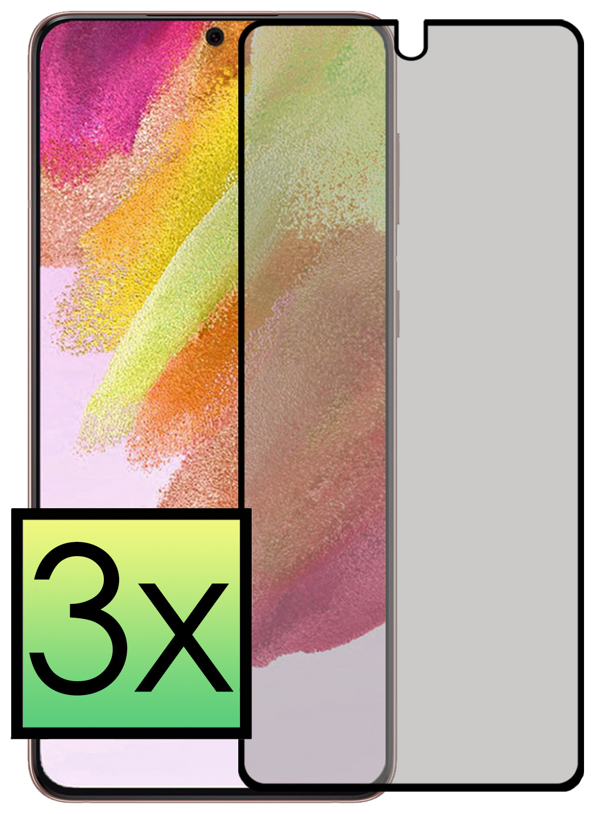 NoXx Screenprotector Geschikt voor Samsung S21 FE Screenprotector Privacy Tempered Glass Gehard Glas Display Cover - 3x