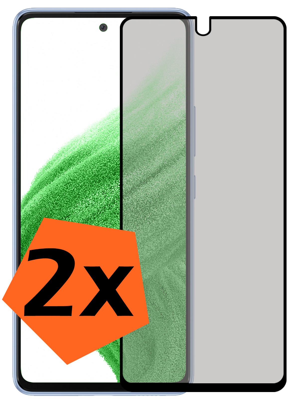 Nomfy Screenprotector Geschikt voor Samsung A53 Screenprotector Privacy Bescherm Glas - Screenprotector Geschikt voor Samsung Galaxy A53 Privacy Screenprotector Tempered Glass - 2 PACK