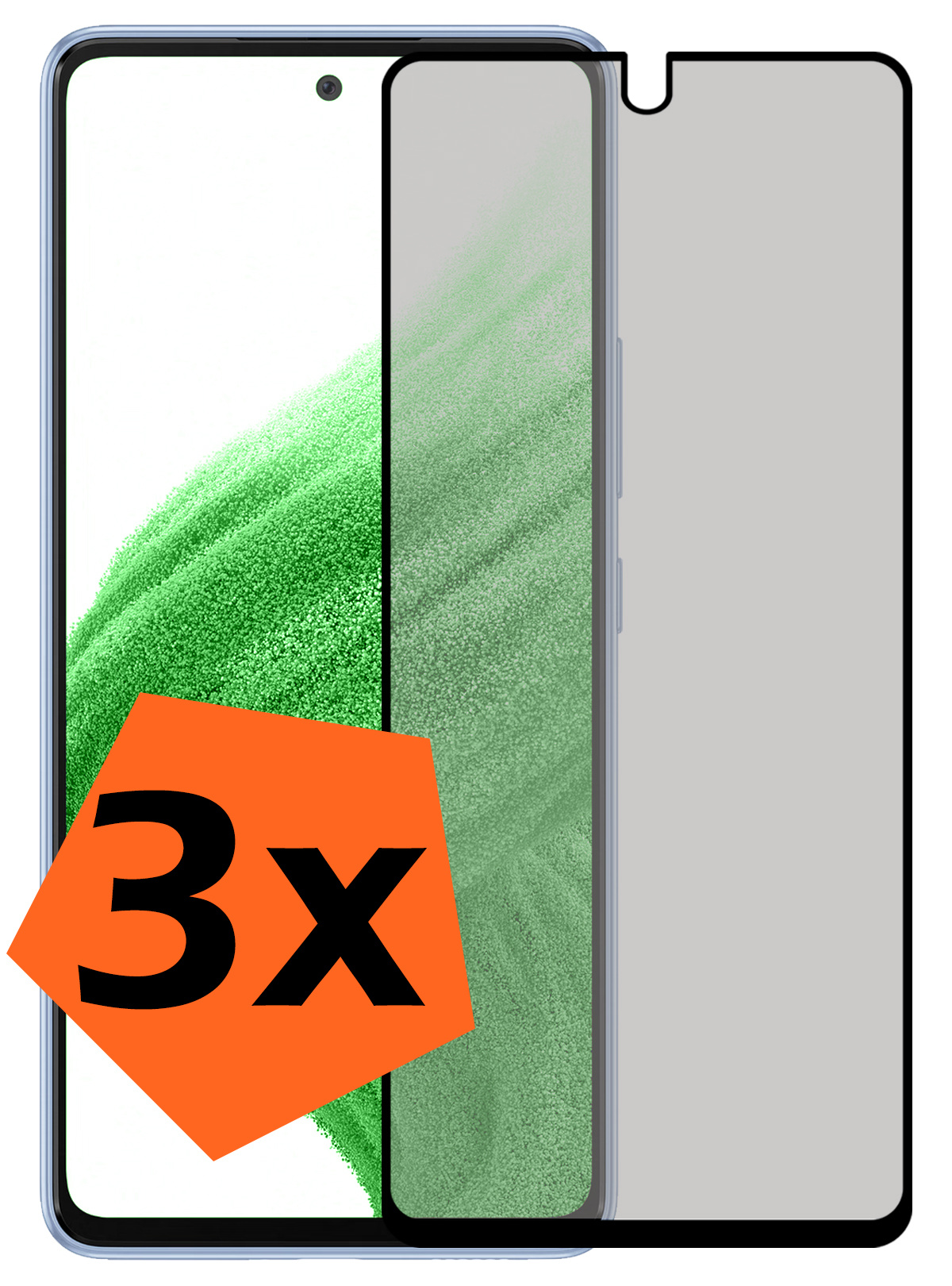 Nomfy Screenprotector Geschikt voor Samsung A53 Screenprotector Privacy Bescherm Glas - Screenprotector Geschikt voor Samsung Galaxy A53 Privacy Screenprotector Tempered Glass - 3 PACK