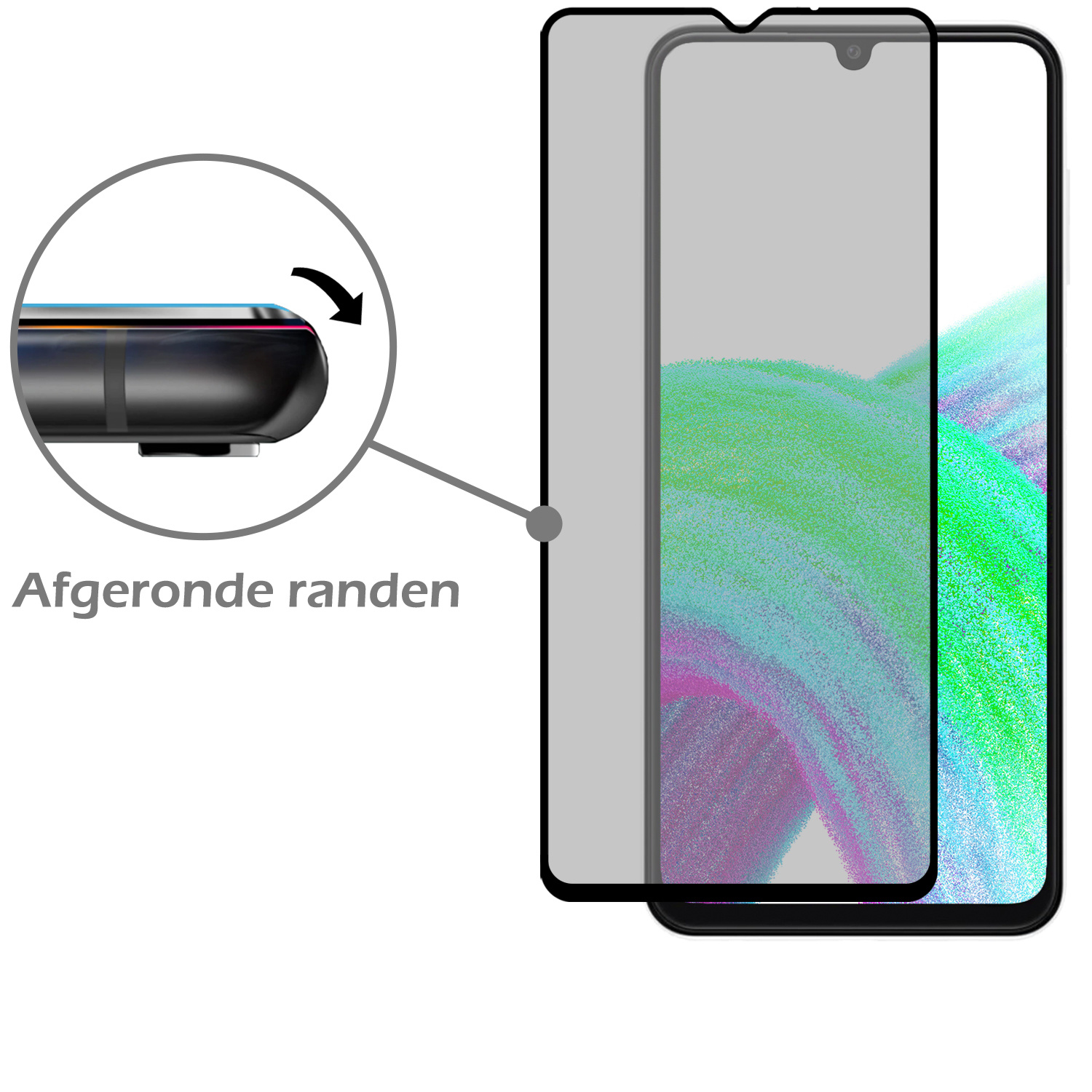 Nomfy Screenprotector Geschikt voor Samsung A33 Screenprotector Privacy Bescherm Glas - Screenprotector Geschikt voor Samsung Galaxy A33 Privacy Screenprotector Tempered Glass - 3 PACK