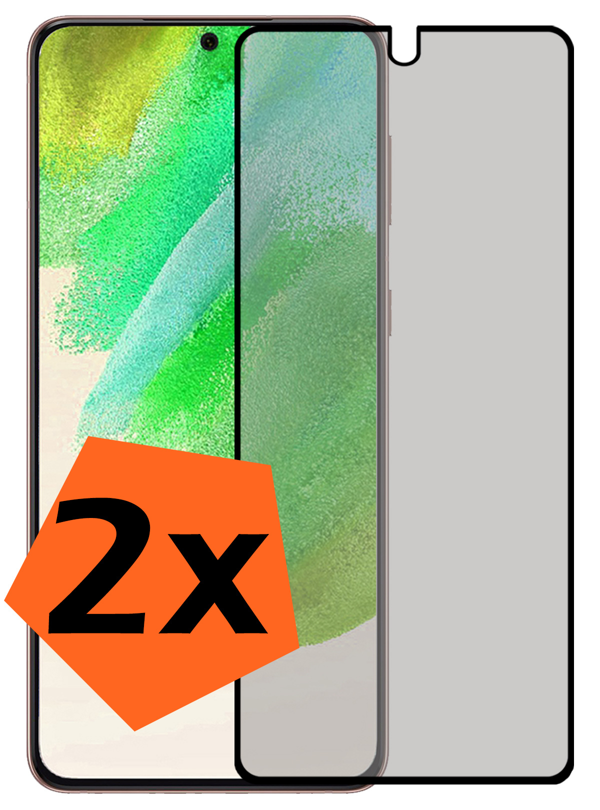 Nomfy Screenprotector Geschikt voor Samsung S21 FE Screenprotector Privacy Bescherm Glas - Screenprotector Geschikt voor Samsung Galaxy S21 FE Privacy Screenprotector Tempered Glass - 2 PACK