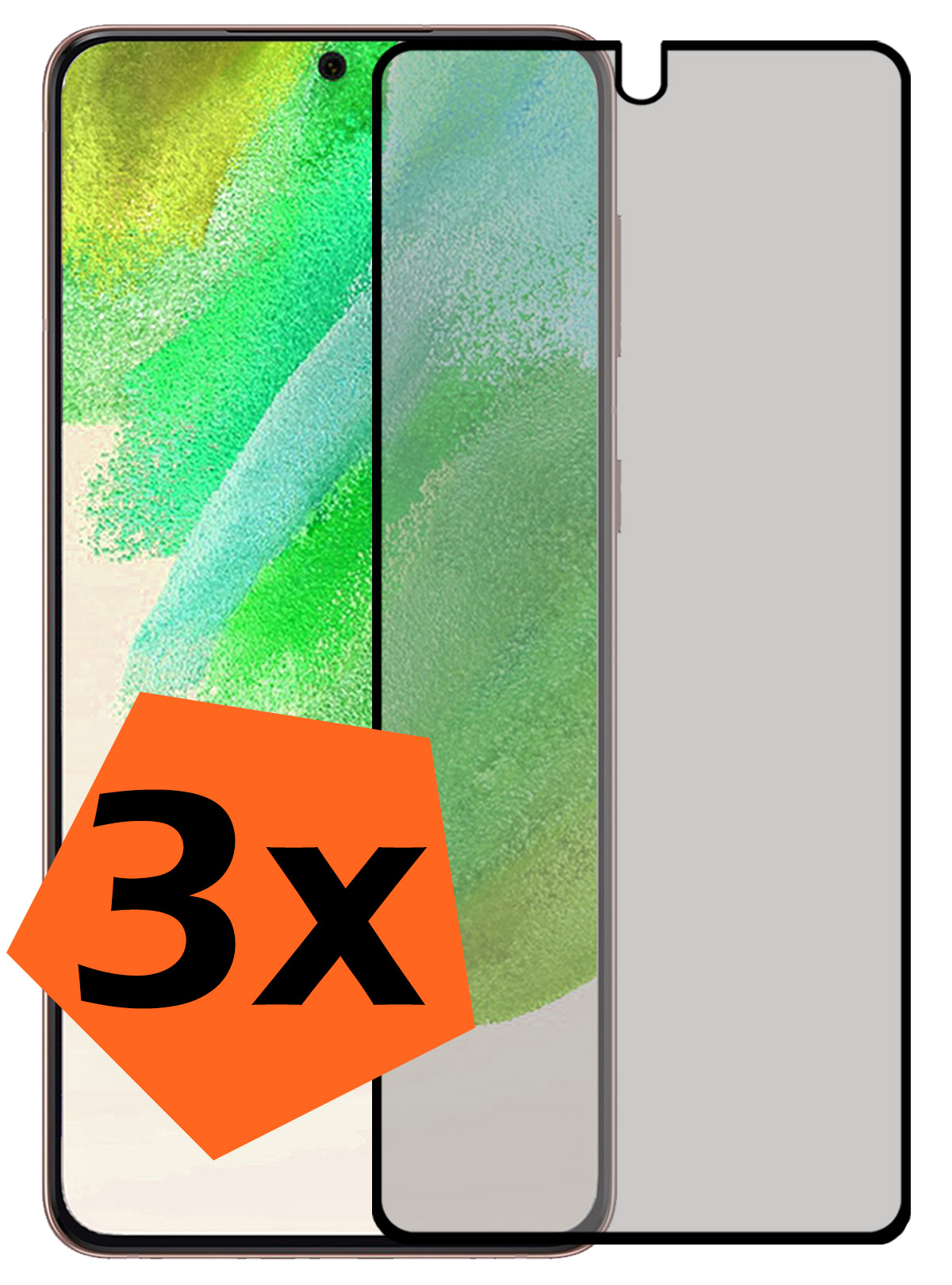Nomfy Screenprotector Geschikt voor Samsung S21 FE Screenprotector Privacy Bescherm Glas - Screenprotector Geschikt voor Samsung Galaxy S21 FE Privacy Screenprotector Tempered Glass - 3 PACK