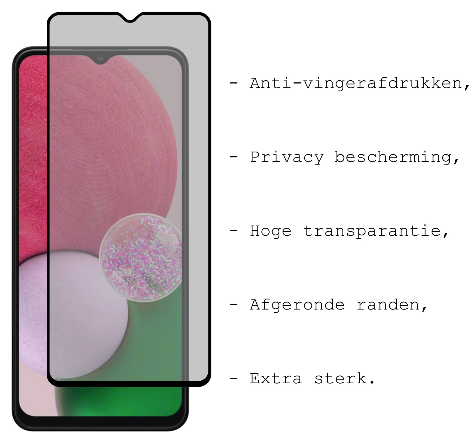 BASEY. Screenprotector Geschikt voor Samsung A13 5G Screenprotector Privacy Beschermglas - Screenprotector Geschikt voor Samsung Galaxy A13 5G Screen Protector Full Screen Privacy