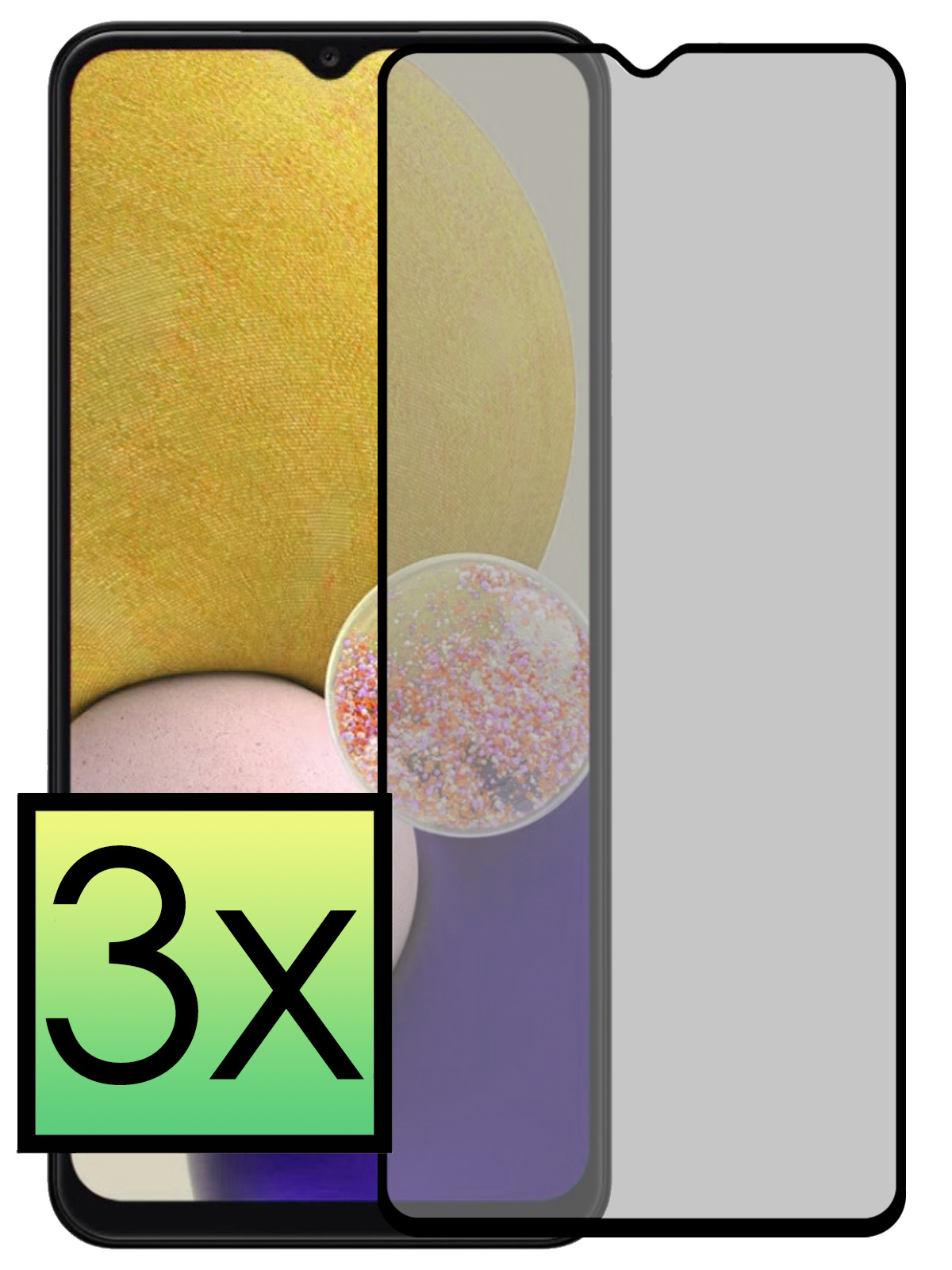 NoXx Screenprotector Geschikt voor Samsung A13 5G Screenprotector Privacy Tempered Glass Gehard Glas Display Cover - 3x