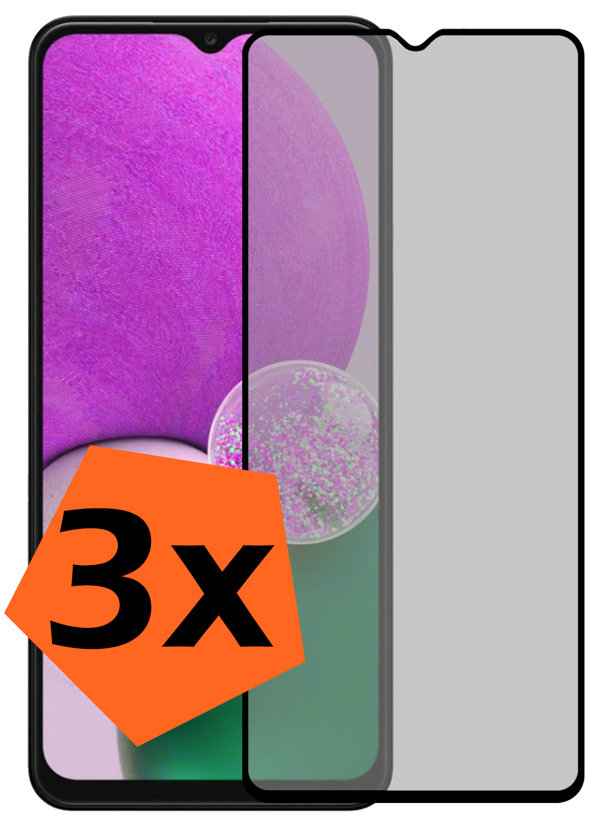 Nomfy Screenprotector Geschikt voor Samsung A13 5G Screenprotector Privacy Bescherm Glas - Screenprotector Geschikt voor Samsung Galaxy A13 5G Privacy Screenprotector Tempered Glass - 3 PACK