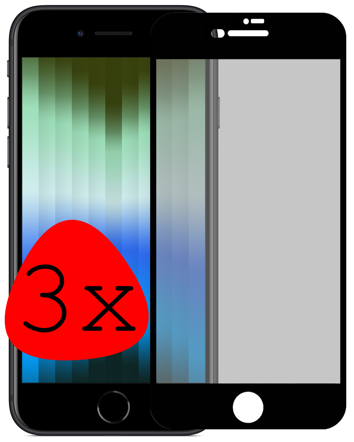 BASEY. Screenprotector Geschikt voor iPhone SE 2022 Screenprotector Privacy Beschermglas - Screenprotector Geschikt voor iPhone SE (2022) Screen Protector Full Screen Privacy - 3 Stuks